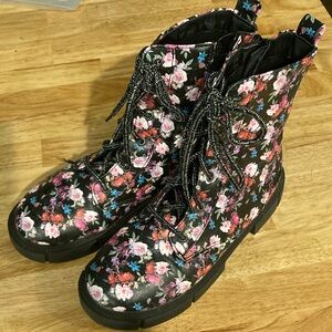 Cute floral lace up boots